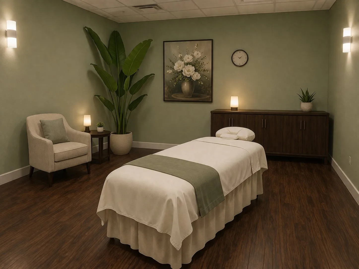 Private spa room sage green Yes SPA Las Vegas